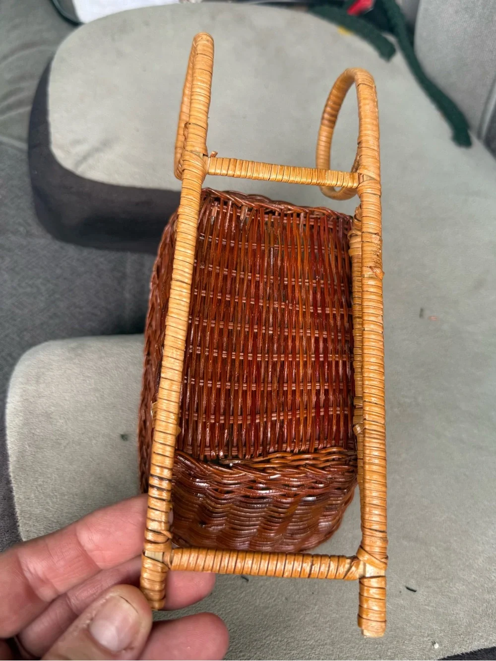 Vintage Show Stoppers Wicker Christmas Sleigh & Snowy Cabin Basket Bundle
